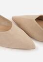 Beżowe Balerinki z Imitacji Zamszu ze Szpiczastym Noskiem Melikel
