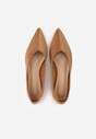Jasnobrązowe Balerinki z Imitacji Zamszu ze Szpiczastym Noskiem Melikel