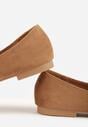 Jasnobrązowe Balerinki z Imitacji Zamszu ze Szpiczastym Noskiem Melikel