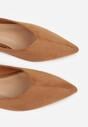 Jasnobrązowe Balerinki z Imitacji Zamszu ze Szpiczastym Noskiem Melikel