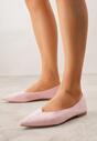 Różowe Balerinki z Imitacji Zamszu ze Szpiczastym Noskiem Melikel