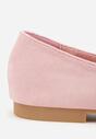 Różowe Balerinki z Imitacji Zamszu ze Szpiczastym Noskiem Melikel