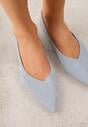 Niebieskie Balerinki z Imitacji Zamszu ze Szpiczastym Noskiem Melikel