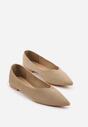 Ciemnobeżowe Balerinki z Imitacji Zamszu ze Szpiczastym Noskiem Melikel