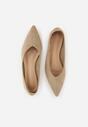 Ciemnobeżowe Balerinki z Imitacji Zamszu ze Szpiczastym Noskiem Melikel