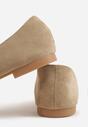 Ciemnobeżowe Balerinki z Imitacji Zamszu ze Szpiczastym Noskiem Melikel