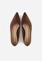 Brązowe Balerinki z Imitacji Zamszu ze Szpiczastym Noskiem Melikel
