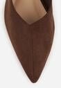 Brązowe Balerinki z Imitacji Zamszu ze Szpiczastym Noskiem Melikel