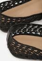 Czarne Balerinki Mary Jane z Ażurową Cholewką Imitującą Plecionkę Timina