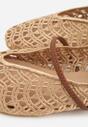 Beżowe Balerinki Mary Jane z Ażurową Cholewką Imitującą Plecionkę Timina