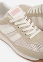 Beżowe Klasyczne Sneakersy Zdobione Siateczkowymi Wstawkami Eilshoy