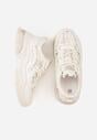 Beżowe Sneakersy na Platformie Ozdobione Cyrkoniami i Koronką Antea