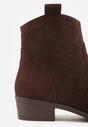 Brązowe Ażurowe Botki na Słupku Typu Kowbojki Iolerine