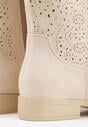 Beżowe Ażurowe Botki z Geometryczną Ozdobą Naeraste