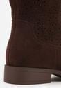 Brązowe Ażurowe Botki z Geometryczną Ozdobą Naeraste