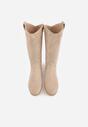 Ciemnobeżowe Ażurowe Botki z Geometryczną Ozdobą Naeraste