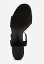 Czarne Sandały na Kwadratowym Słupku z Imitacji Zamszu Claudie