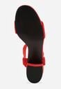 Czerwone Sandały na Kwadratowym Słupku z Imitacji Zamszu Claudie