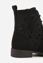 Czarne Ażurowe Botki ze Sznurowaną Cholewką Sephylia
