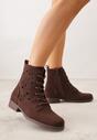 Brązowe Ażurowe Botki ze Sznurowaną Cholewką Sephylia