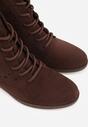 Brązowe Ażurowe Botki ze Sznurowaną Cholewką Sephylia