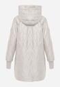 Jasnoszara Przejściowa Kurtka z Kapturem Pikowanymi Przeszyciami i Suwakami Kave