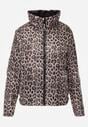 Czarna Pikowana Kurtka Dwustronna z Motywem Panterki i Naszywką Damike