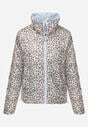 Jasnoniebieska Pikowana Kurtka Dwustronna z Motywem Panterki i Naszywką Damike