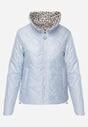 Jasnoniebieska Pikowana Kurtka Dwustronna z Motywem Panterki i Naszywką Damike