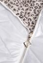 Biała Pikowana Kurtka Dwustronna z Motywem Panterki i Naszywką Damike