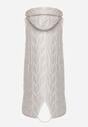Jasnoszara Długa Pikowana Kamizelka z Kapturem i Ozdobną Naszywką Mentape
