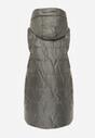 Zielona Długa Kamizelka Pikowana z Nieodpinanym Kapturem Ozdobiona Naszywką Kasseda