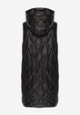 Czarna Długa Kamizelka Pikowana z Nieodpinanym Kapturem Semaea