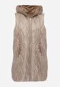 Brązowa Długa Kamizelka Pikowana z Nieodpinanym Kapturem Semaea