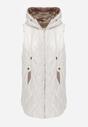 Biała Długa Kamizelka Pikowana z Nieodpinanym Kapturem Semaea