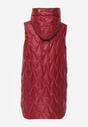 Czerwona Długa Kamizelka Pikowana z Nieodpinanym Kapturem Semaea