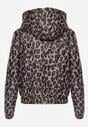 Ciemnobeżowa Panterkowa Kurtka z Odpinanym Kapturem Anastaera