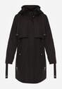 Czarna Kurtka Przejściowa Typu Parka z Odpinanym Kapturem Ozdobiona Sznurkami Fallaiah