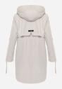 Beżowa Kurtka Przejściowa Typu Parka z Odpinanym Kapturem Ozdobiona Sznurkami Fallaiah