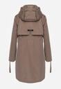 Ciemnobeżowa Kurtka Przejściowa Typu Parka z Odpinanym Kapturem Ozdobiona Sznurkami Fallaiah