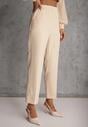 Beżowe Klasyczne Spodnie VICES Garniturowe High Waist Dimaia