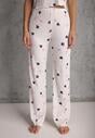 Biały Elastyczny Komplet Piżamowy w Serduszka Spodnie i Top Isle