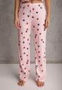 Różowy Elastyczny Komplet Piżamowy w Serduszka Spodnie i Top Isle