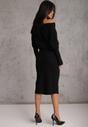 Czarna Nietoperzowa Sukienka z Dzianiny z Wiskozą z Dekoltem w Łódkę Yuzoma