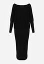 Czarna Nietoperzowa Sukienka z Dzianiny z Wiskozą z Dekoltem w Łódkę Yuzoma
