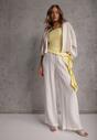 Białe Spodnie Wide Leg High Waist z Wiskozy Terilinae