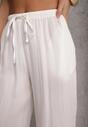 Białe Spodnie Wide Leg High Waist z Wiskozy Terilinae