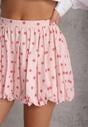 Różowe Szorty z Wiskozą i Bawełną w Stylu Bombki z Motywem Kropek Dita