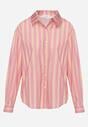Różowa Koszula z Bawełny Oversize w Pionowe Paski Telaria