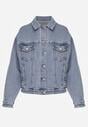 Niebieska Kurtka Jeansowa Oversize z Bawełną i Lyocellem Vimarosse